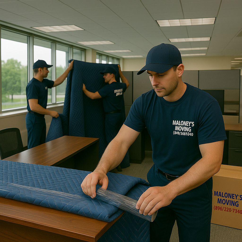 Maloney's Moving team unloading truck carefully